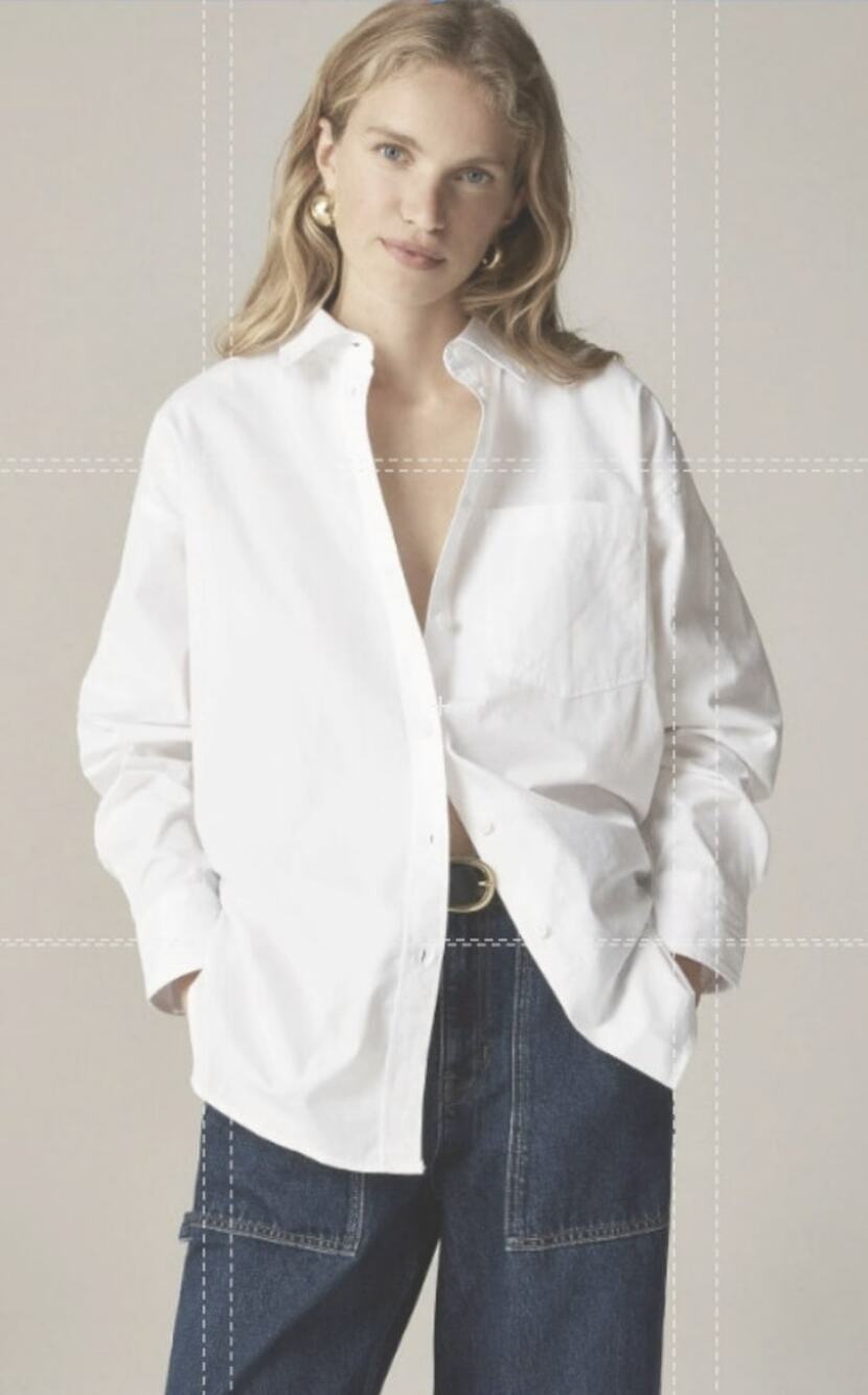 J.Crew Etienne Maura Oversized Fit Shirt WMN PL White BZ990 Button Up Relaxed LS